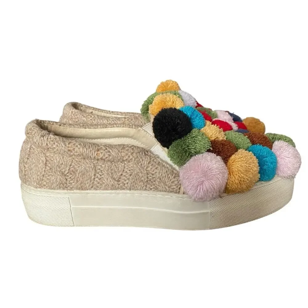 Joshua Sanders Pom Pom Slip On Sneakers Tan size 36 size 6 US